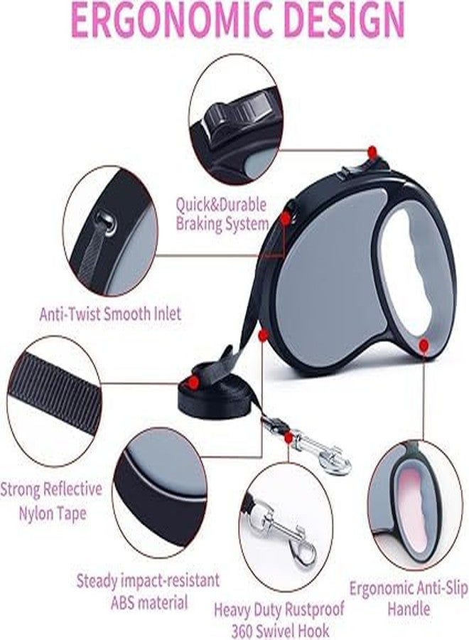 NIYANETAIL طوق كلاب قابل للسحب من NIYANETAIL - 3 أمتار، نظام قفل سريع بيد واحدة للكلاب والقطط - تصميم وردي أنيق - Image 4